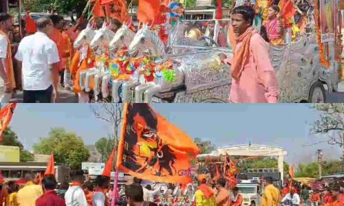 रामनवमी पर निकाली गई भव्य शोभायात्रा, बाहर से आए कलाकारों ने शिव तांडव की शानदार प्रस्तुति दी….